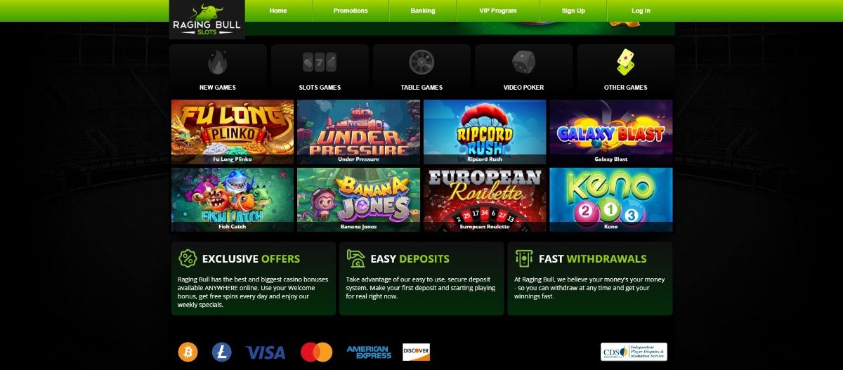 raging bull casino homepage - best online casinos